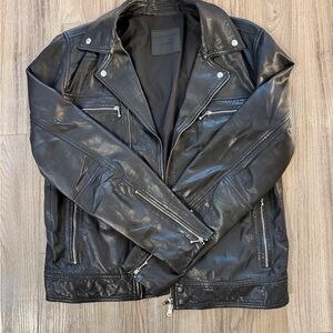 All Saints Black Leather Biker Jacket